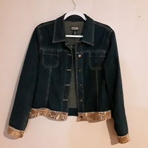 Old School Large Denim Jacket with faux Snakeskin